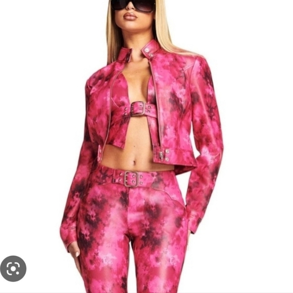 I.AM.GIA Jackets & Blazers - I.AM.GIA $365 womens Reika Jacket Pink Faux Leather Zip Front Size XS Women's